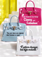 Carregar imagem no visualizador da galeria, Personalized Beachkin tote bags in pink, blue, and white with inspirational quotes from Travellers Hat Boutique
