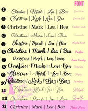 Lade das Bild in den Galerie-Viewer, Chart displaying 13 different stylish fonts for customizing oversized straw sun hat names
