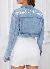 Load image into Gallery viewer, Embroidered Crop Denim Jacket
