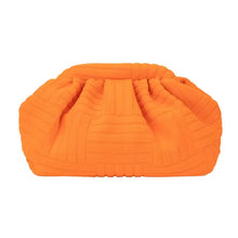 Carica l'immagine nel visualizzatore di Gallery, Bright orange textured clutch bag from Travellers Hat Boutique with ruched design
