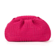 Charger l&#39;image dans la galerie, Pink textured clutch bag from Travellers Hat Boutique with soft fabric and ruched design

