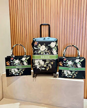 Load image into Gallery viewer, Travel luggage cover with name Bride and matching floral totes from Travellers Hat Boutique
