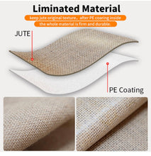 Load image into Gallery viewer, Close-up of laminated jute tote material with PE coating showing durable and firm texture
