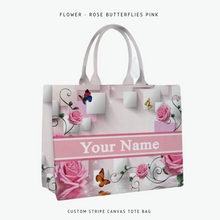 Load image into Gallery viewer, Custom Stripe Canvas Tote Bag
