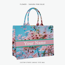 Load image into Gallery viewer, Custom Stripe Canvas Tote Bag
