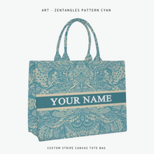 Load image into Gallery viewer, Custom Stripe Canvas Tote Bag
