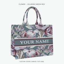 Load image into Gallery viewer, Custom Stripe Canvas Tote Bag
