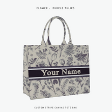 Load image into Gallery viewer, Custom Stripe Canvas Tote Bag
