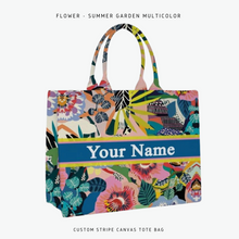 Load image into Gallery viewer, Custom Stripe Canvas Tote Bag
