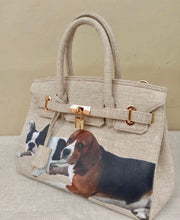 Cargar imagen en el visor de la galería, Burlap Birkin with Printed Design - Travellers Hat Boutique
