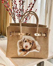 Cargar imagen en el visor de la galería, Burlap Birkin with Printed Design - Travellers Hat Boutique
