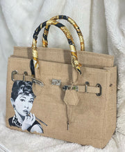 Cargar imagen en el visor de la galería, Burlap Birkin with Printed Design - Travellers Hat Boutique
