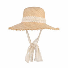 Charger l&#39;image dans la galerie, Straw Hat with Lace Tie - Travellers Hat Boutique
