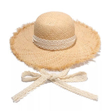 Charger l&#39;image dans la galerie, Straw Hat with Lace Tie - Travellers Hat Boutique
