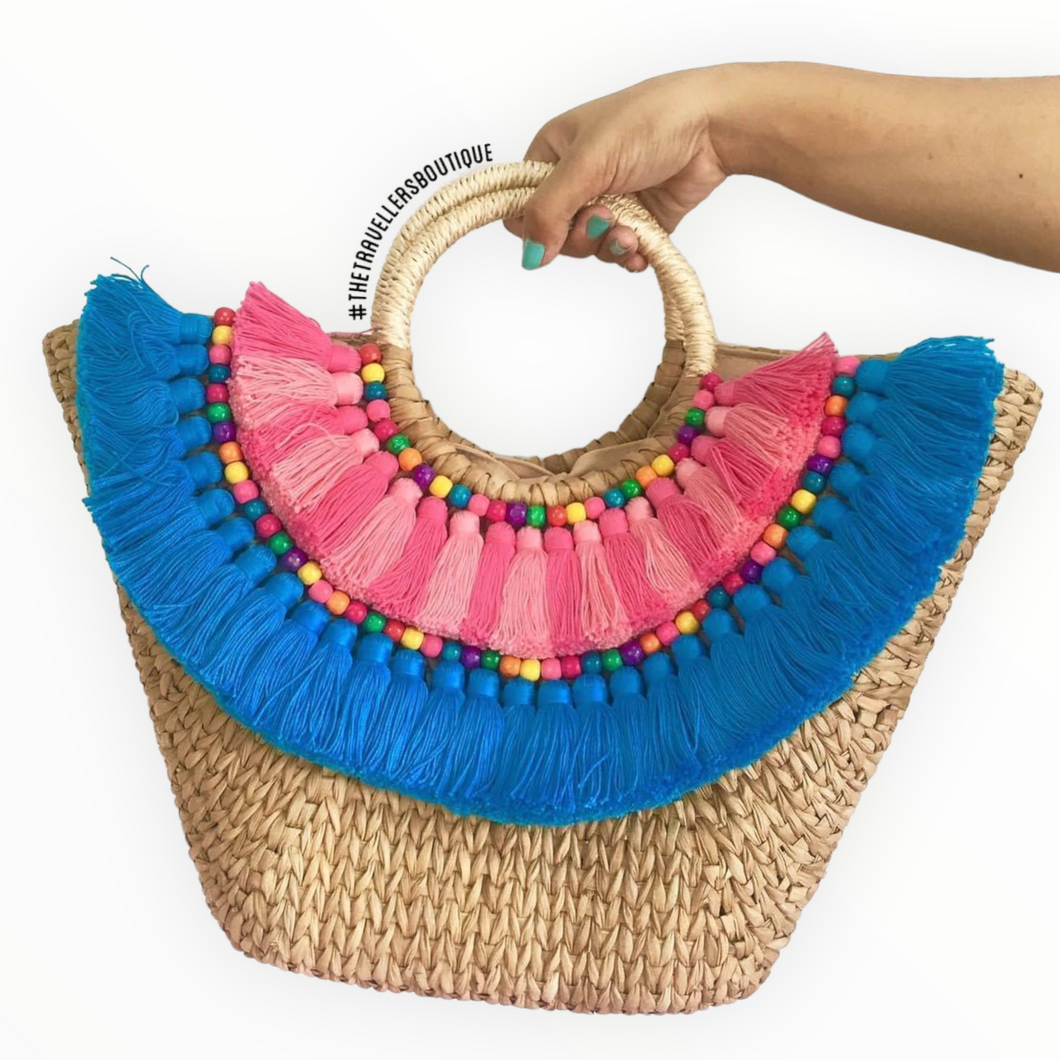 Bangkuang Basket with Beads & Tassels - Travellers Hat Boutique