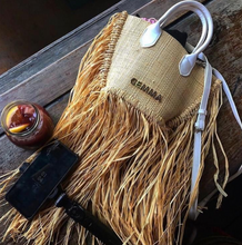 Load image into Gallery viewer, Raffia Fringe Tote Bag - Travellers Hat Boutique
