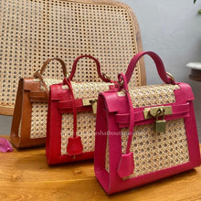 Load image into Gallery viewer, Travellers Hat Boutique genuine leather solihiya bag in pink brown and red tote bag styles

