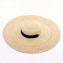 Lade das Bild in den Galerie-Viewer, Large wheat straw hat with wide brim and black band from Travellers Hat Boutique
