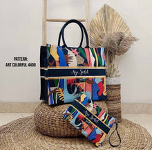 Load image into Gallery viewer, Custom Stripe Canvas Tote Bag
