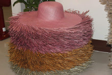 Lade das Bild in den Galerie-Viewer, Stack of colorful fringe sun hat for women with wide brims made from woven material
